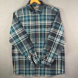RedHead Mens XLT Teal Plaid Flannel Shirt Long Sleeve Button Front‎ Casual